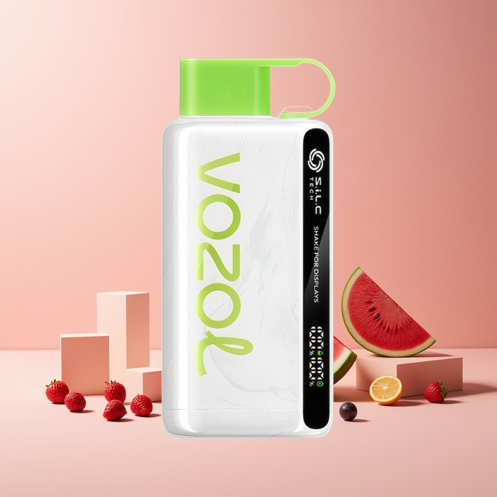 VOZOL STAR 9000/12000 Vape Jetable France Grossiste - Fraise Pastèque avec Affichage Secouez, Charge Rapide 30%, et Technologie S.i.L.C