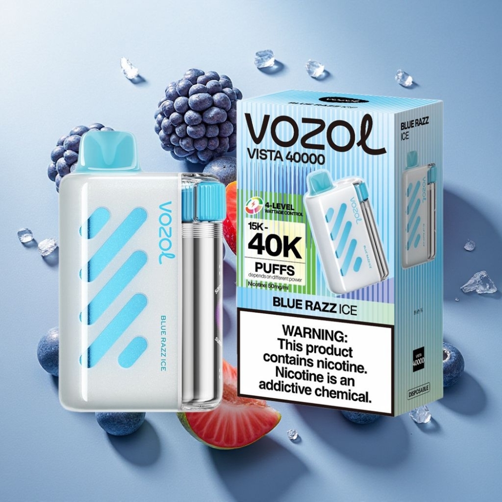 VOZOL VISTA 40000 Puffs France Grossiste - Rechargeable MTL avec Affichage et Technologie S.i.L.C - Bleu Framboise Glacée